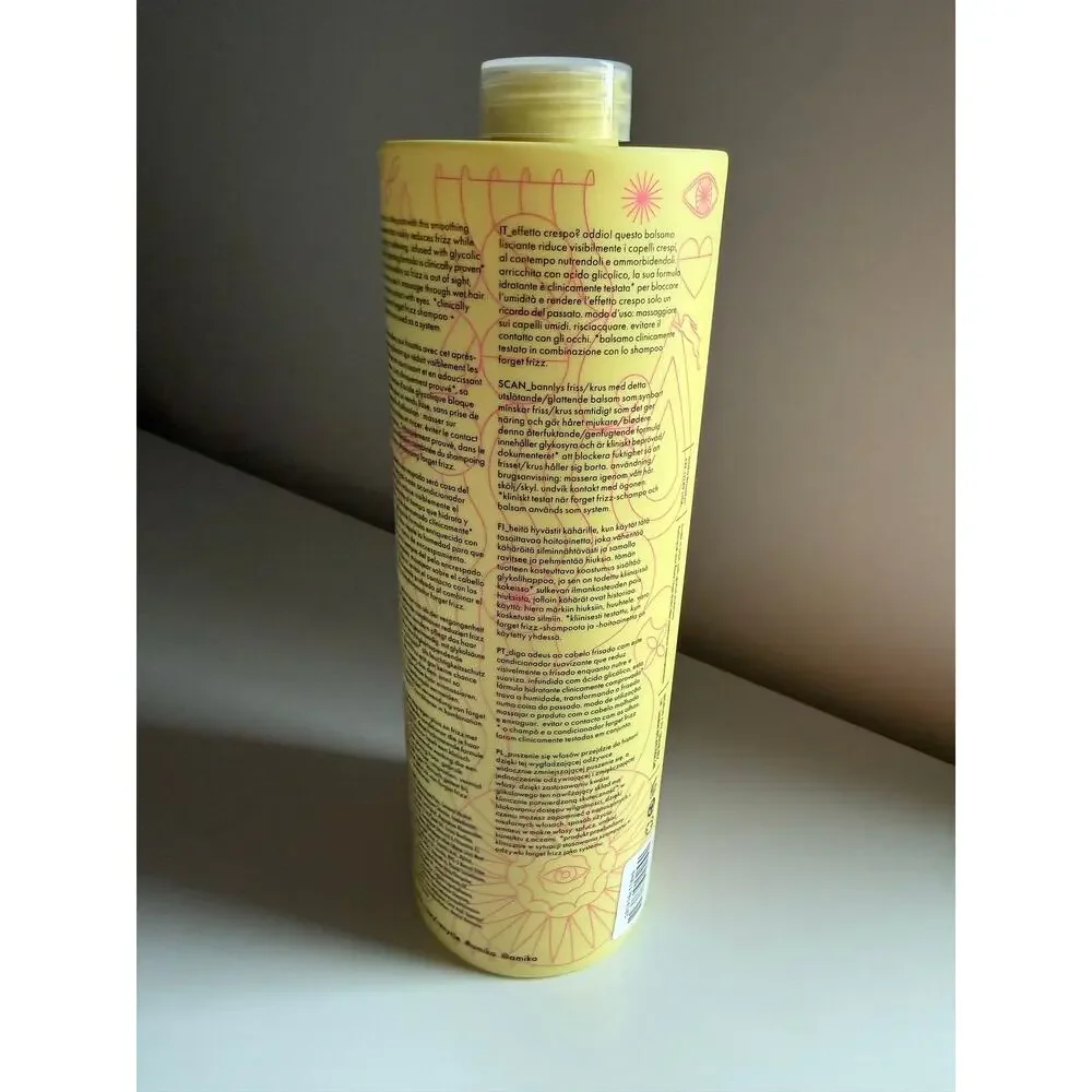 $80 New Amika Forget Frizz Anti-Frizz Conditioner 33.8 oz + Pump